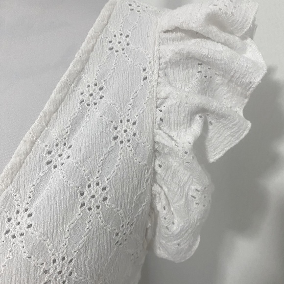 ZARA Embroidered Women’s Eyelet Crop Top in White Size Large - Picture 3 of 11